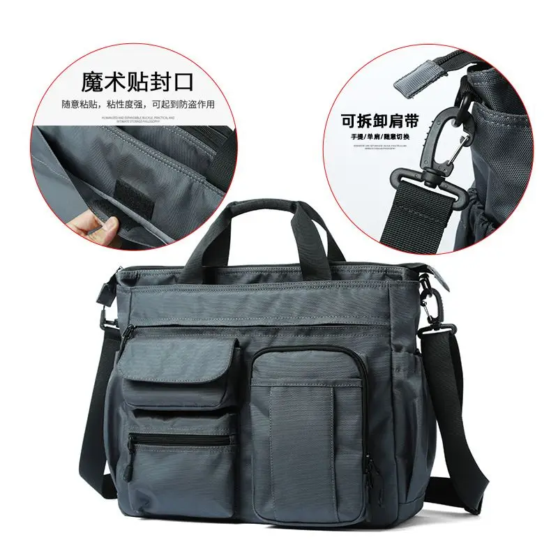 Bolsa de mensajero de hombro impermeable para hombre, bolso de viaje Oxford, bolsas de trabajo de almacenamiento de gran capacidad, 14 bolsillos