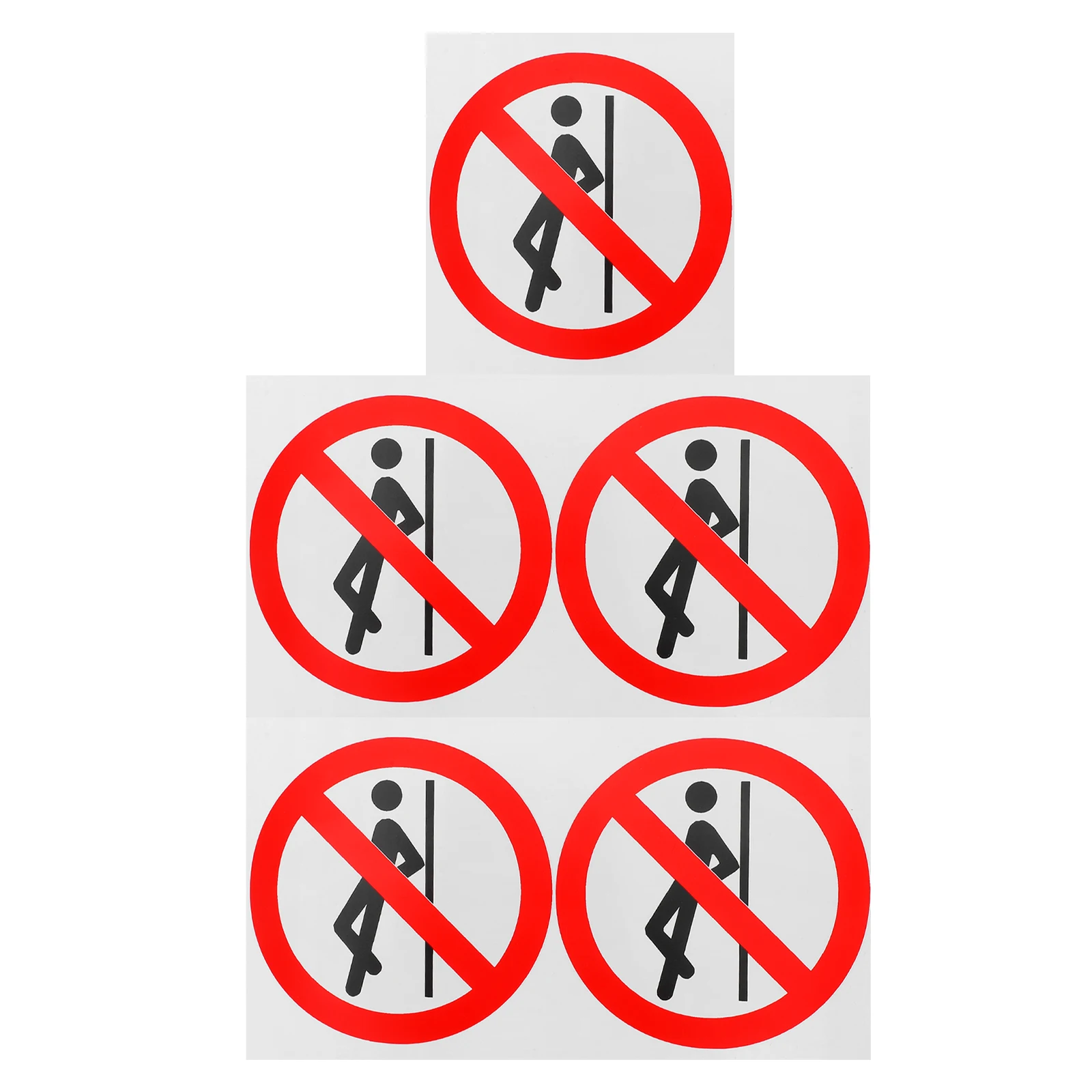 

5PCS Safety Stickers Warning Stickers Round No Leaning Self Adhesive PVC Traffic Signs Easy Apply Remove