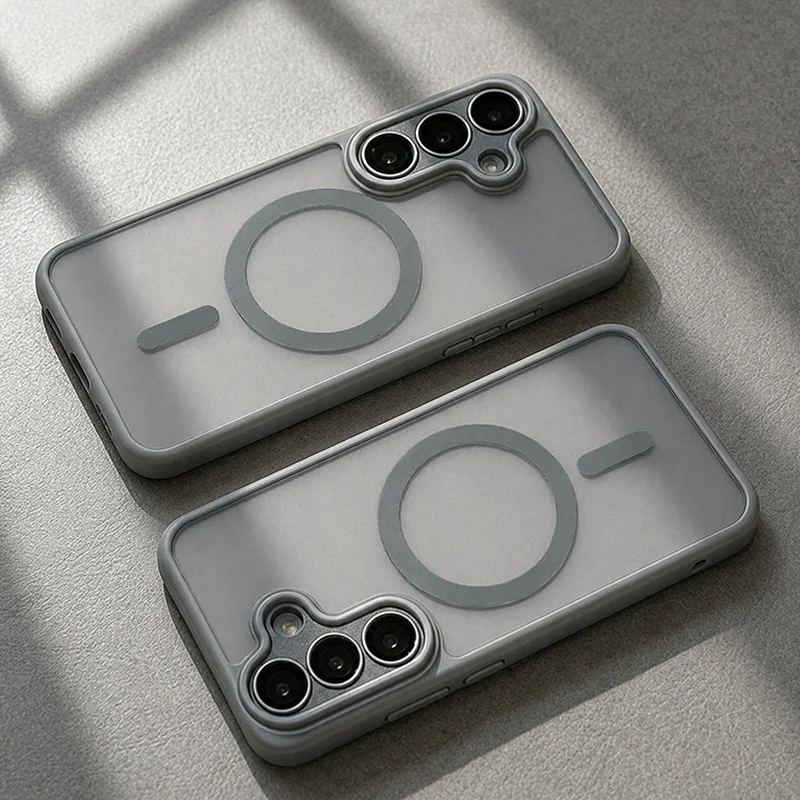 Funda magnética de lujo compatible con MagSafe para Samsung Galaxy A57 A37 A56 A36 A16 A17 A26 S26 Ultra S25FE S24 con protección de lente 4