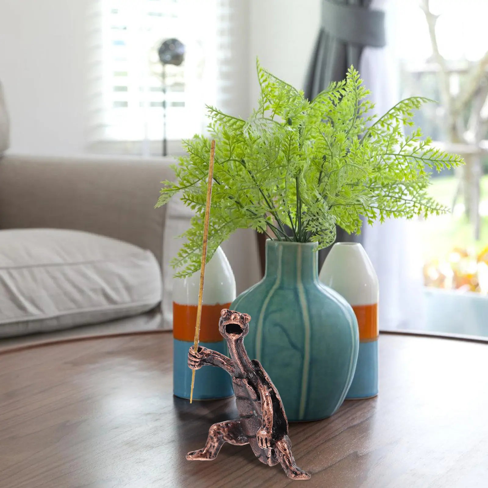 2Pcs Kung Fu Turtle Incense Stick Holder Copper Desktop Incense Burner Retro Design Home Decor Air Purifier Relaxing