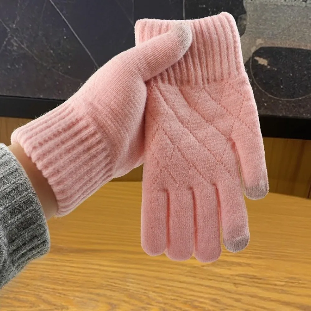 

Fashion Thickened Knitted Gloves Touch Screen Cold Proof Warm Gloves Windproof Double Layer Mittens Women Men
