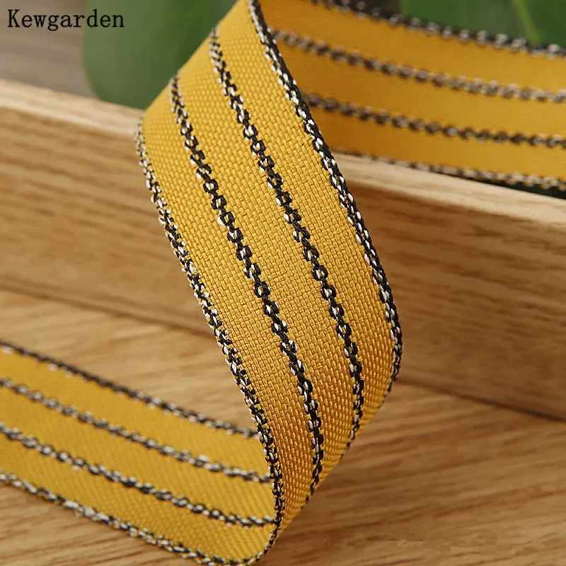 Kewgarden Stripe Cotton lniana wstążka 38 25 10mm 1 \