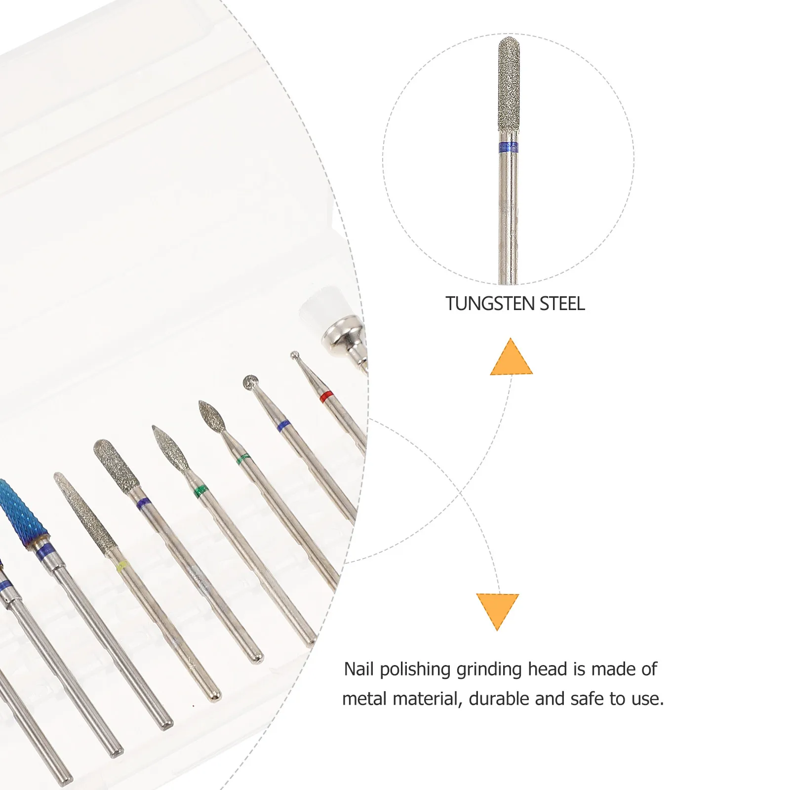 10 Peças de Brocas de Aço de Tungstênio para Unhas, para Manicure e Pedicure, Pontas Metálicas para Polir, Remover Pele Morta e Modelar, Elétricas