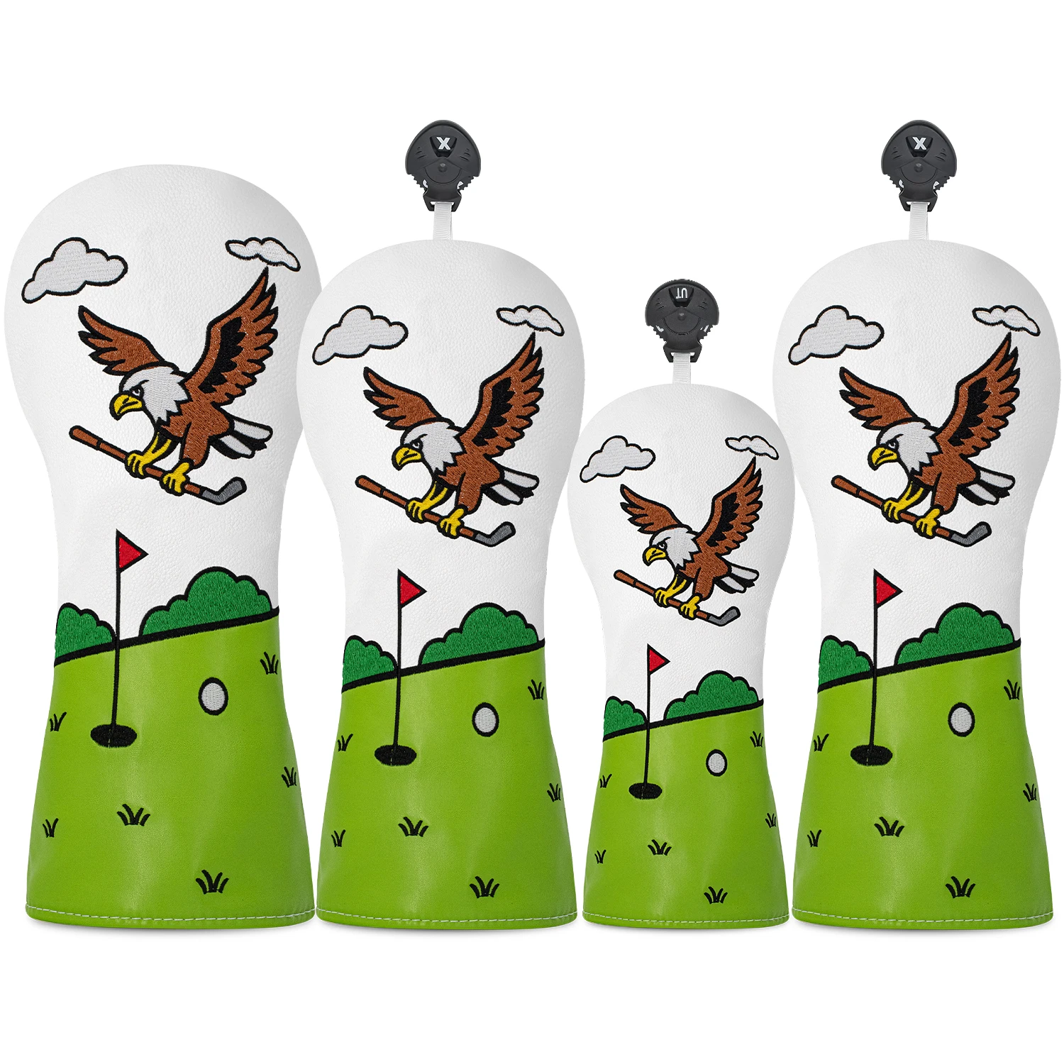 Golfschlägerhülle mit Adlermuster, stilvolle und langlebige Kopfbedeckung, Golfzubehör, Wolkengras-Design, Schlägerschutzhülle