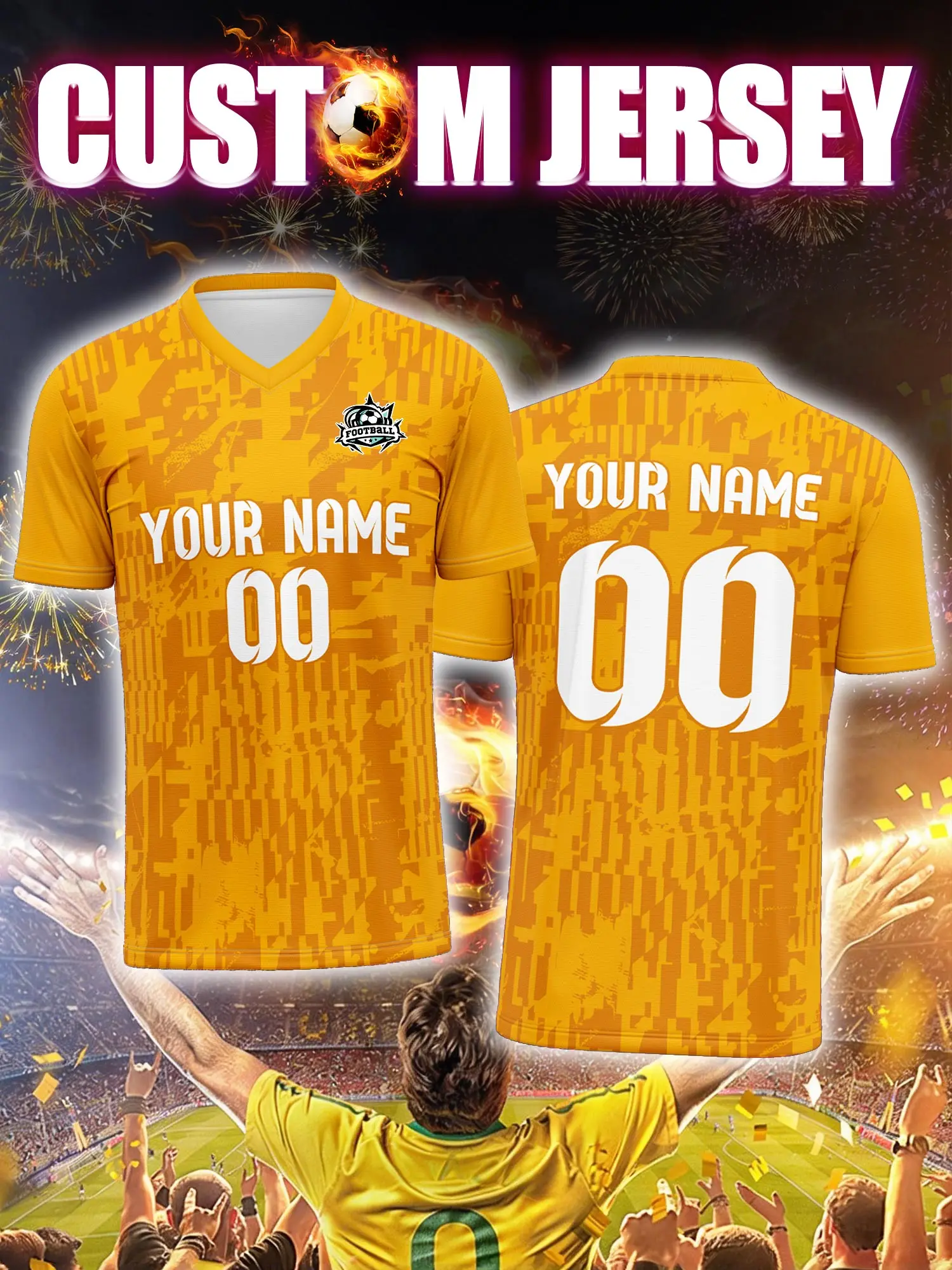 

Футбольная форма на заказ с индивидуальным изображением, номером и именем, официальный логотип клуба, напечатанный на комплекте формы.