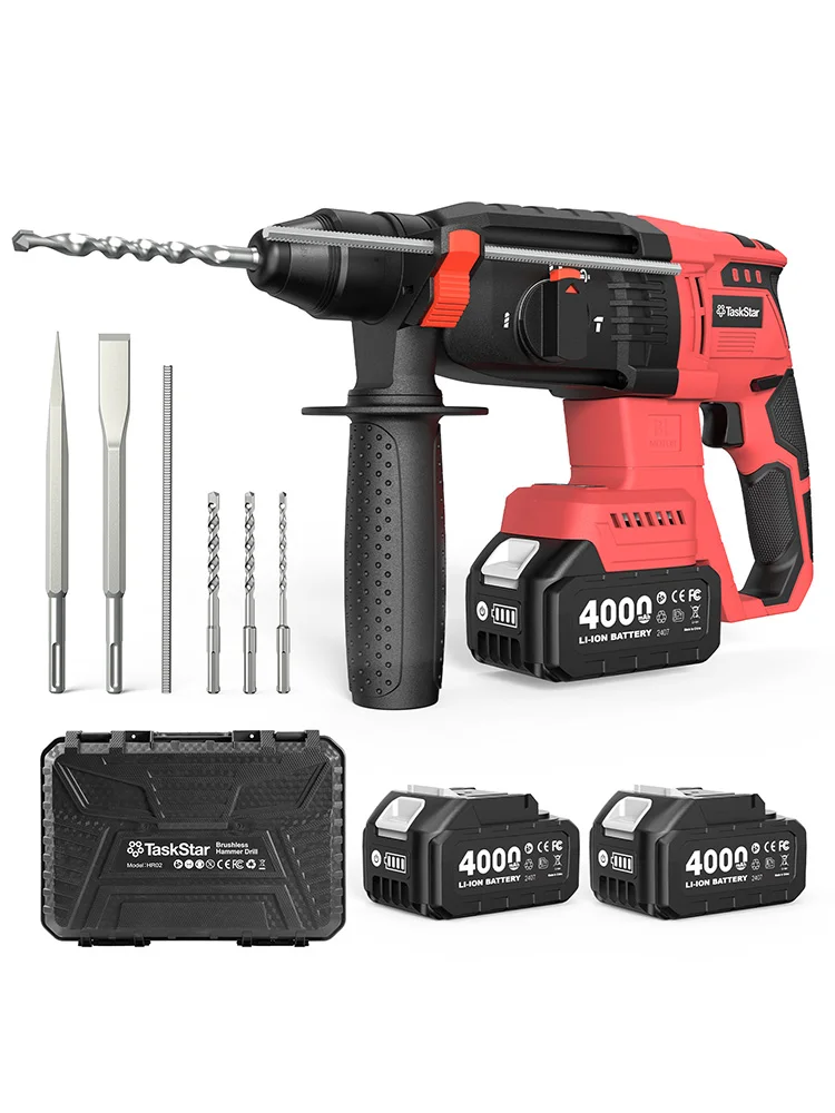 Taskstar 30mm Bürstenloser Elektro-Bohrhammer Multifunktionaler Schlagbohrer Kabelloser Bohrhammer für Makita 18V Akku