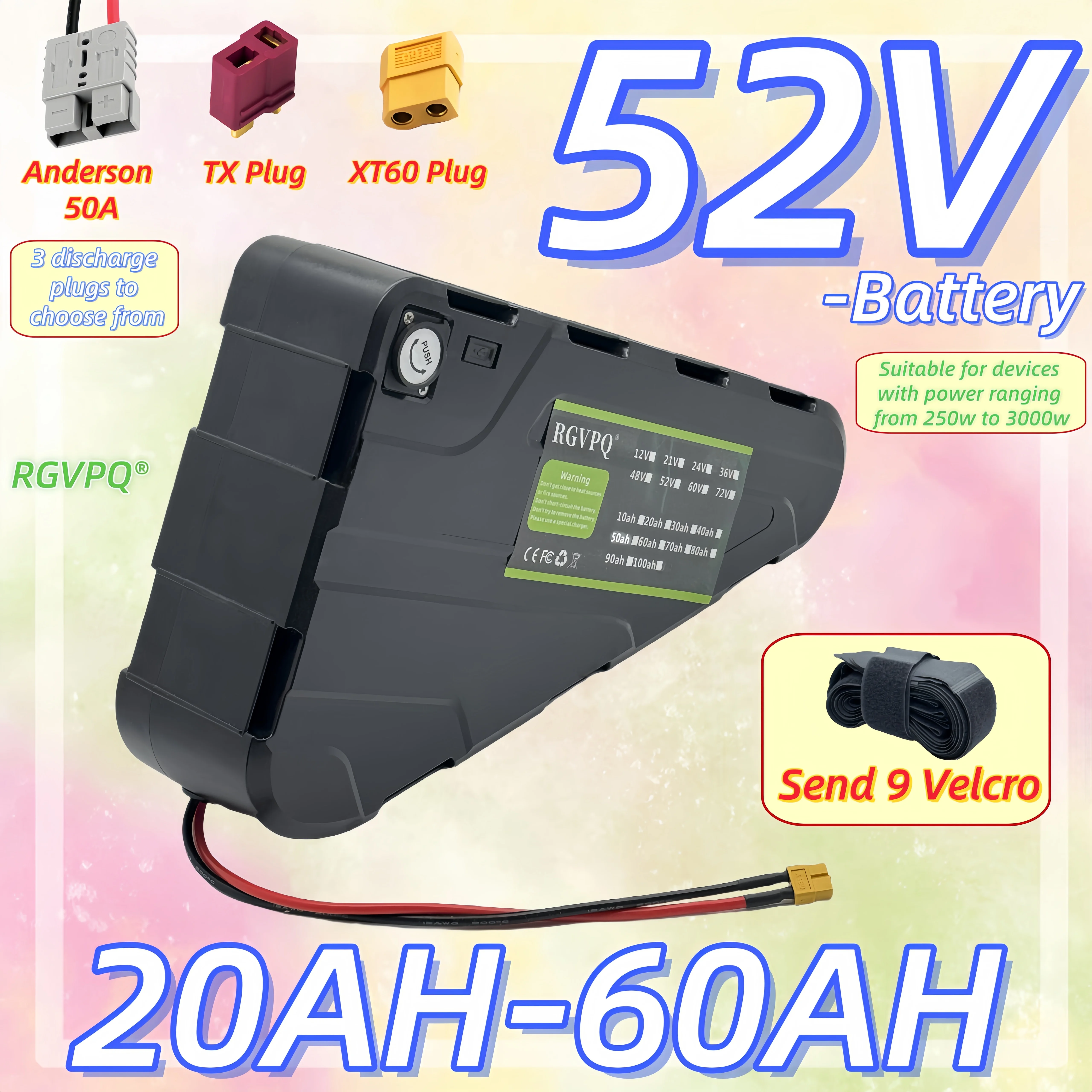 

Air transportation, new capacity, triangle battery pack 52V 20AH-60AH modified electric scooter tripod lithium battery pack