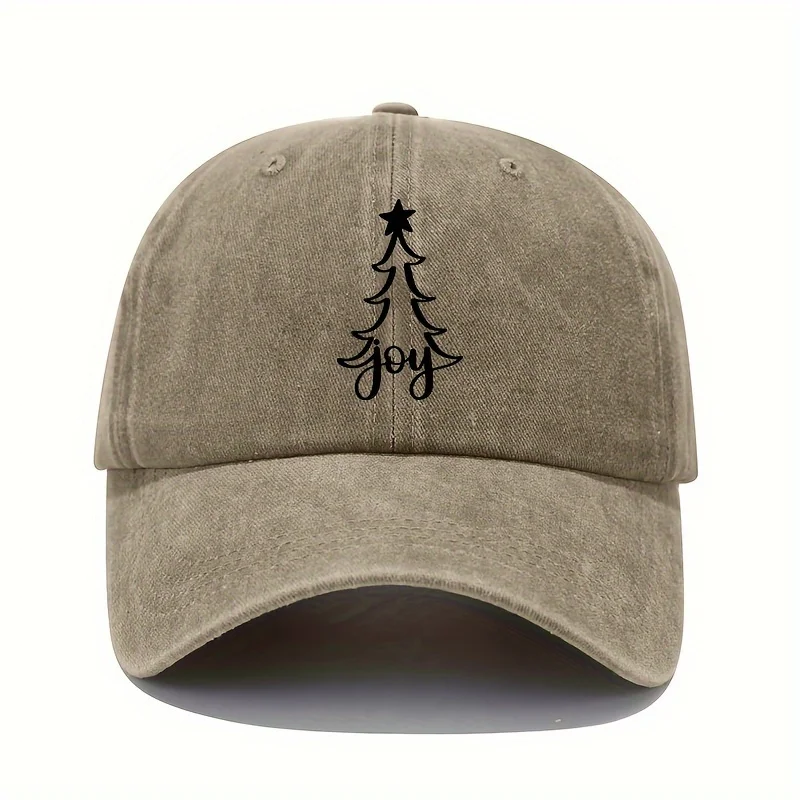 Christmas print retro lightweight washable women's baseball cap with adjustable sun visor holiday event hat