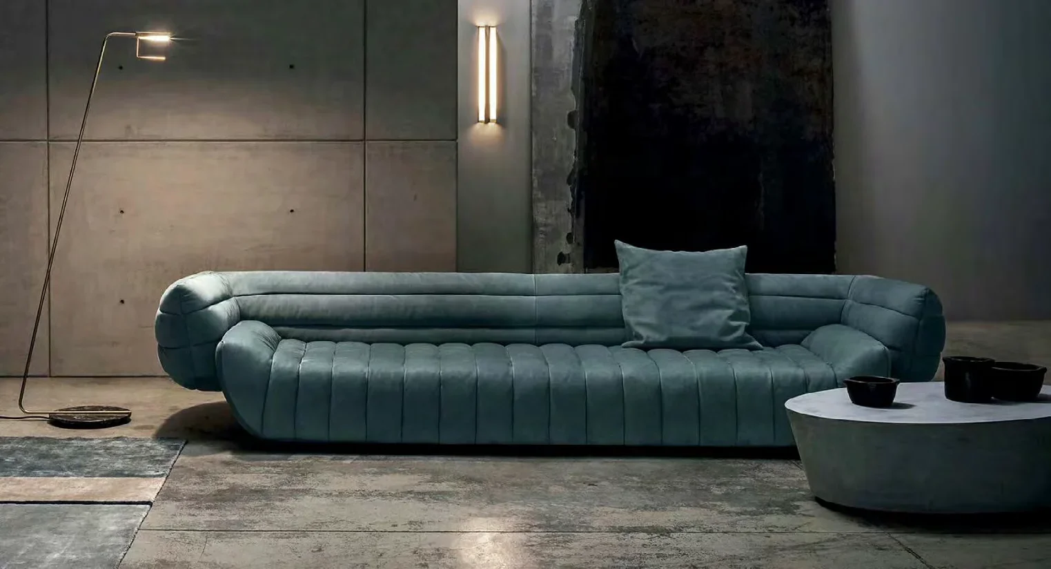 

-Simple Italian living room fabric sofa double triple simple modern light luxury sofa