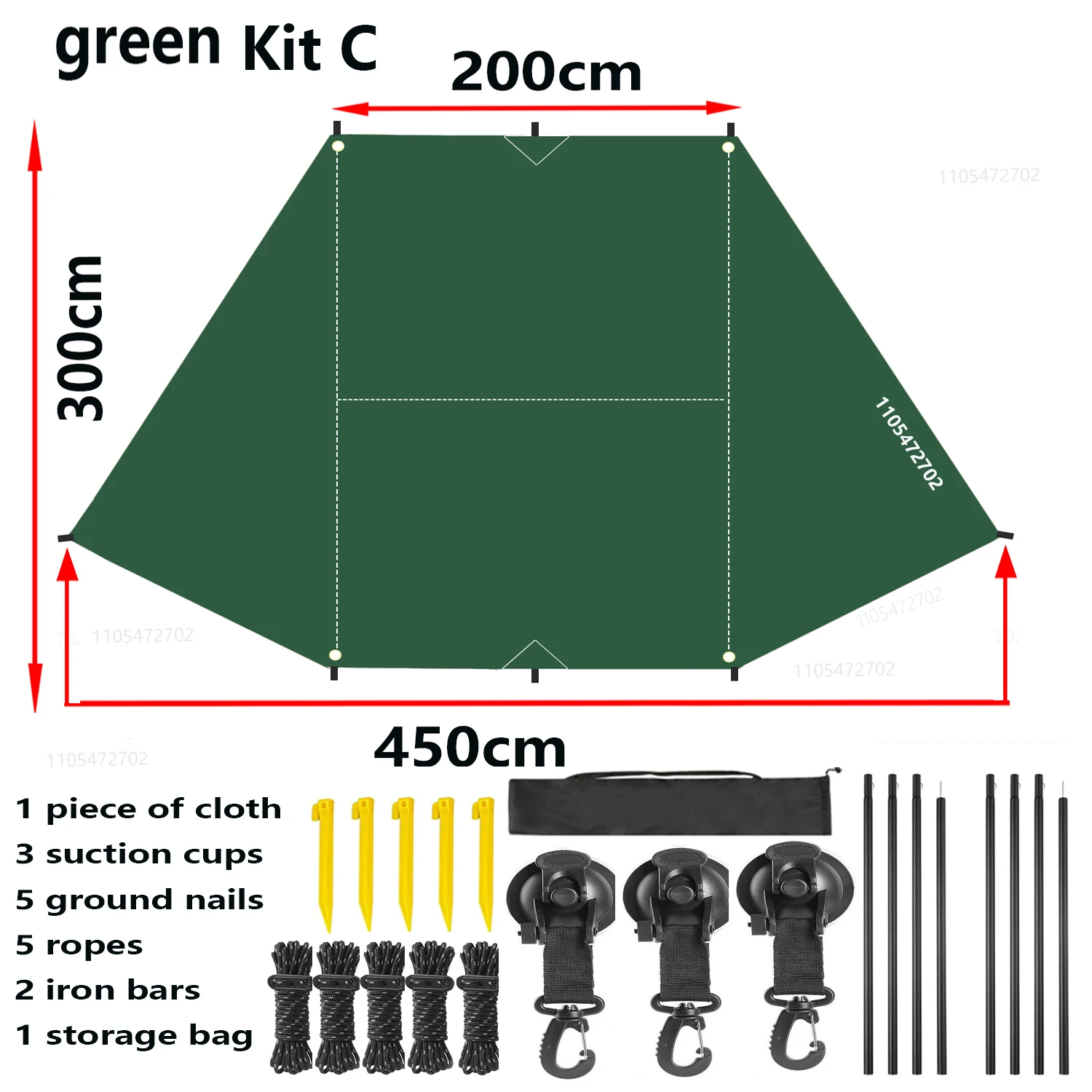 Sonnenschutz-Zelt für Auto-Seitenwand in Fledermausform, Silberbeschichtetes Wasserdichtes Tuch, Wasserdicht, für Outdoor-Camping, SUV-Box-Typ Auto-Heckabdeckung – Detail 20