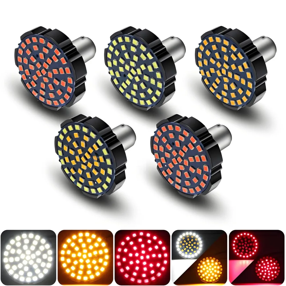 

2" 1156 Rear 1157 Front LED Turn Signals Bulb Light Kit Compatible with Harley Davidson Motorcycles Bullet Style Blinker Lamp