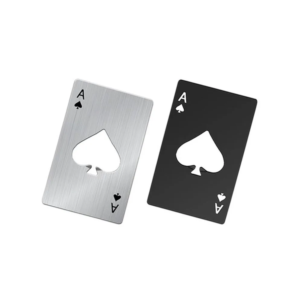 3PCS  Spade A Poker Card Bottle Opener, Credit-Card-Size Portable Beer Opener for Bar & Party Use, Black & Silver Home Supplies Utensils