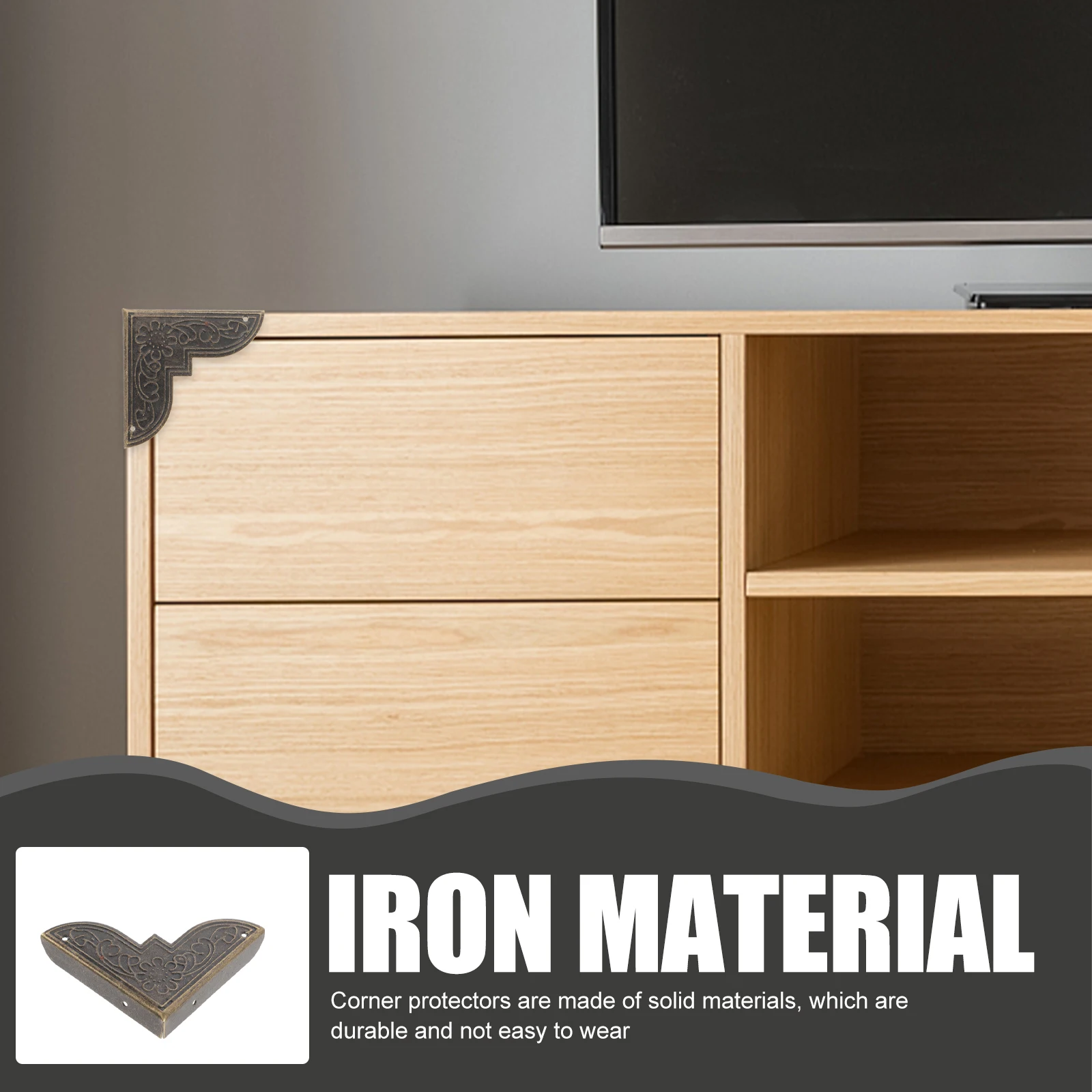 

20pcs Metal Corner Protectors Decorative Box Corners Vintage Guards Protective Hardware Furniture Jewel Box Wood Guard