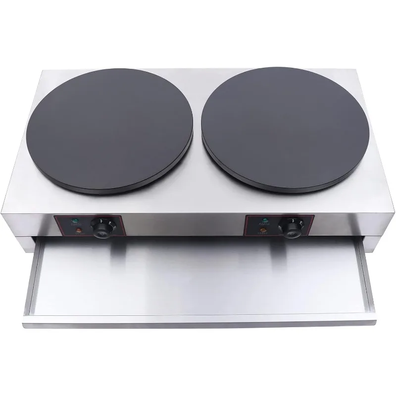 Электрическая блинница 16 дюймов, коммерческая электрическая блинница мощностью 3400 Вт, блинная машина с двойной конфоркой, электрическая блинница с антипригарным покрытием