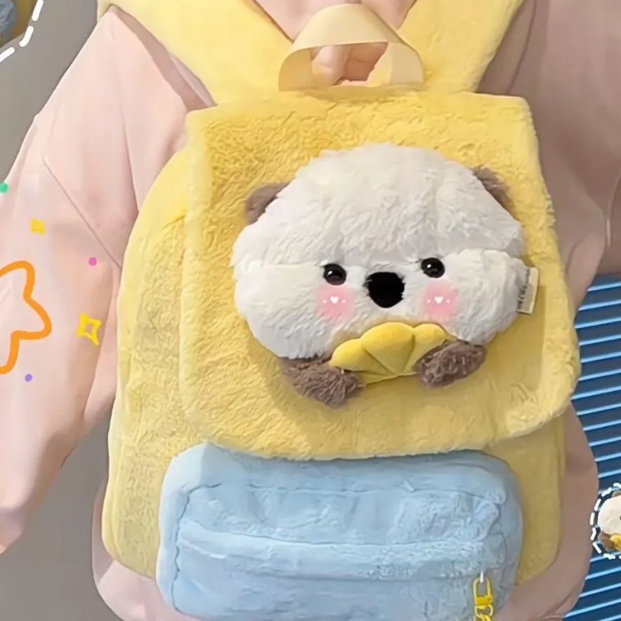 

Women ins cute plush backpack girl Large capacity cartoon school bag
