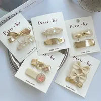 Baby Girls Hair Clips Children Spring Summer Golden Hairpin Oval Fabric Leather Korean Style Lovely Sequin Baby Hair Accessories
