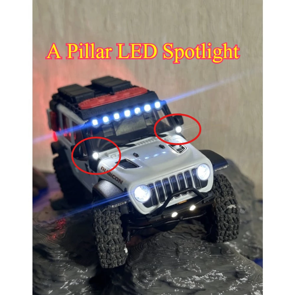 RC Crawler A Pillar LED Light For Axial SCX30 K10 Wrangler 1/30 Scale customizable size Modification Upgrade Accessories