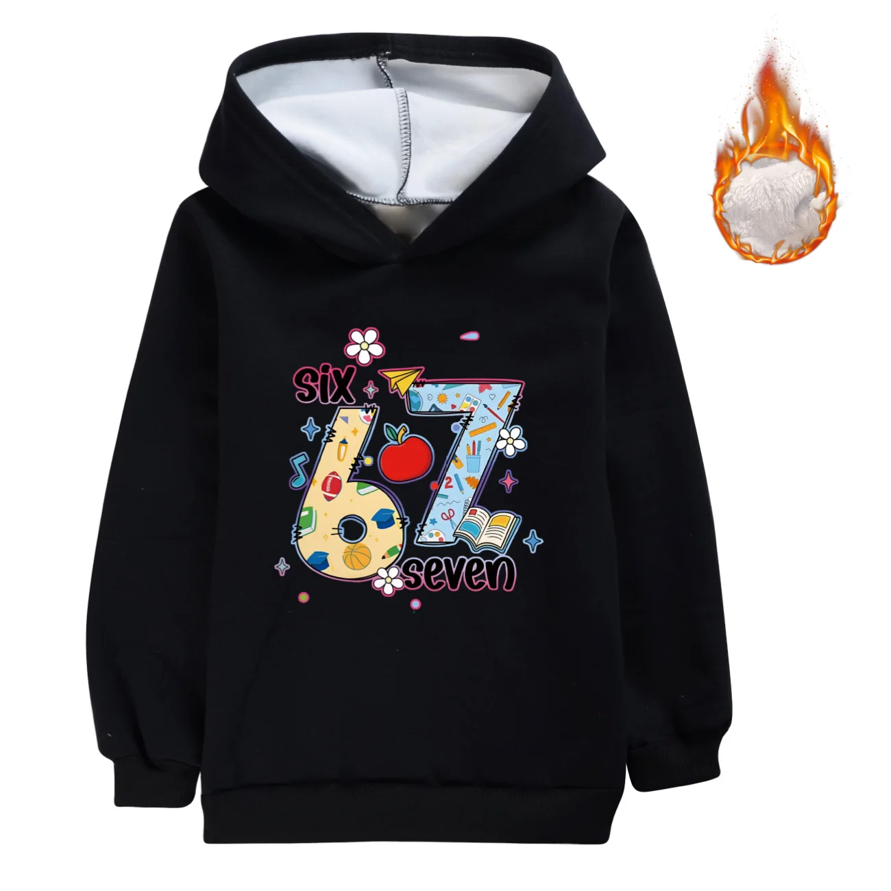 Boys and girls Steal a Brainrot spring and autumn children's fleece hoodie winter double-layer fleece cotton jacket