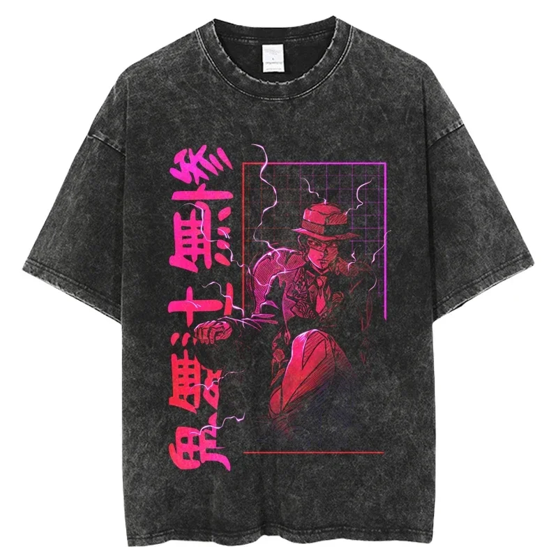 

Punk Harajuku Demon Slayer Graphic T Shirt Men Vintage Oversized Anime Washed T Shirts for Women Streetwear Summer Tees Tshirt