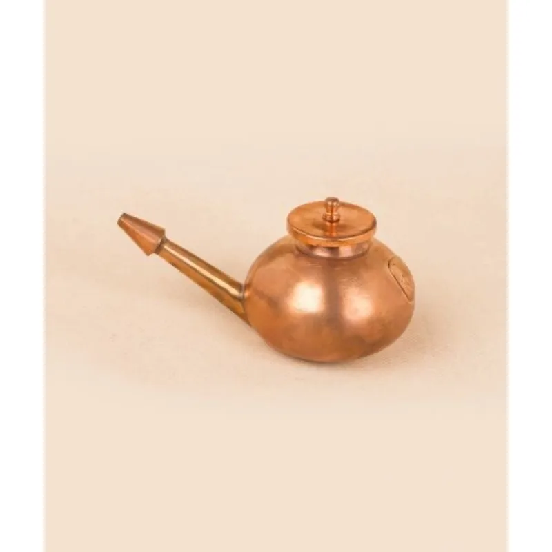 Handmade Copper Neti Pot With Lid Yoga Nasal Cleansing Kettle Traditional Nose Wash Tool For Home Daily Use