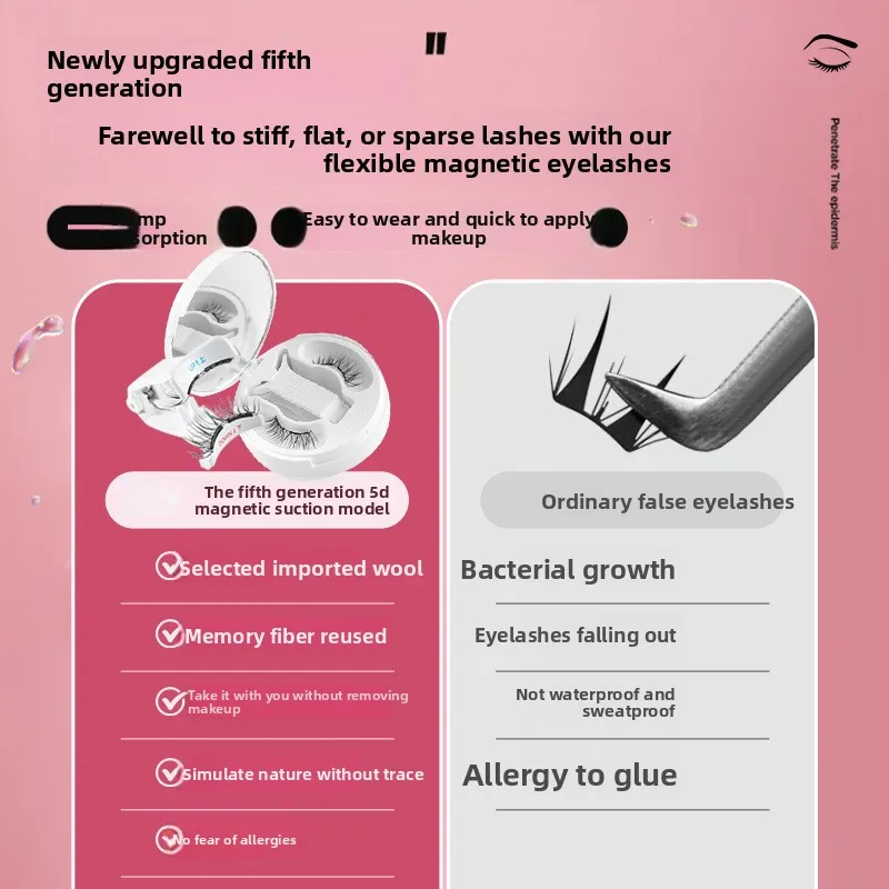 2025 New Soft Magnetic False Eyelashes Integrated Box Magnetic Clip Set Glue-free Comfortable Fifth-generation Upgraded Eyelash