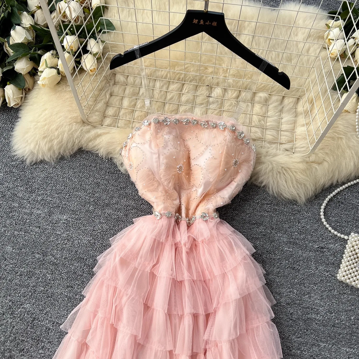 Kralen Mesh Jurk Vrouwen Slash Hals Mouwloze Elegante Kleding Dame Streetwear Avondfeest Vestidos Bodycon