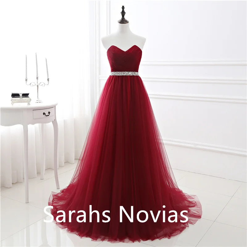 2024  Burgundy Tulle Gothic Wedding Dress Sweetheart Pleats Tulle DarK Red A-line Simple Corset Back Women Colorful Party Dress