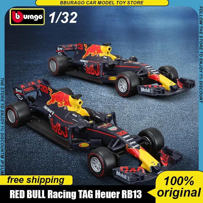 Bburago 1:32 RED BULL Racing TAG Heuer RB13 #3 #33 Diecast Model Formula Racing Hardbound Edition Alloy Luxury Vehicle Gift Toy