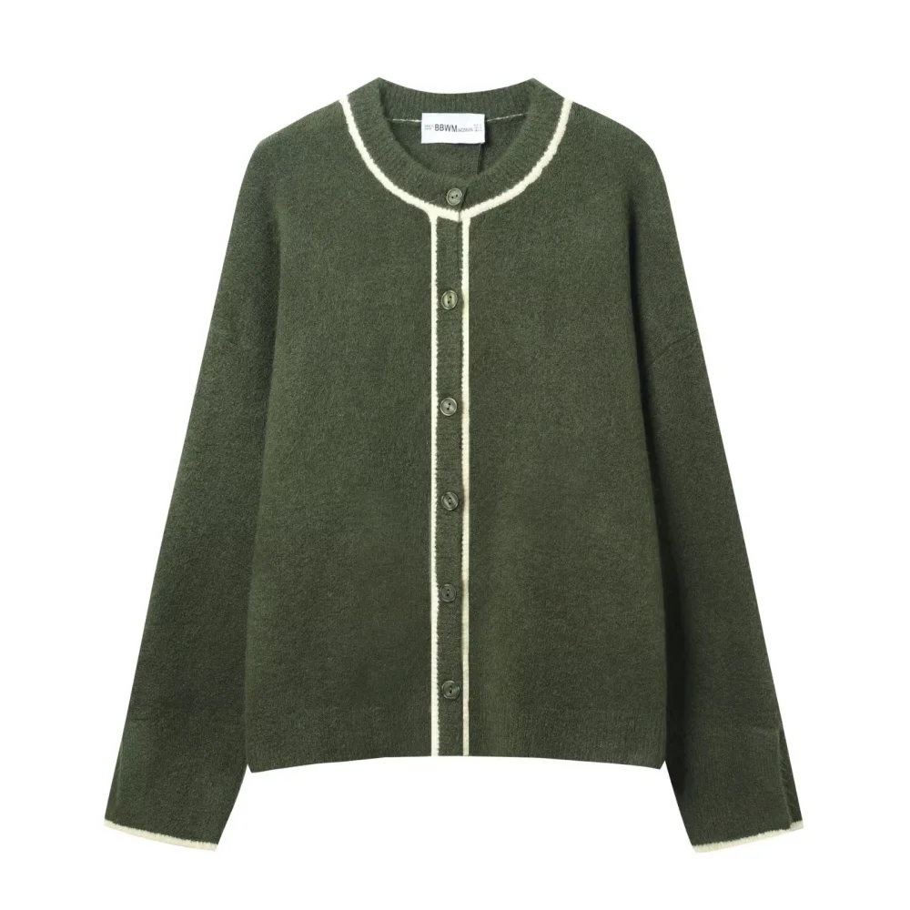 

UNIZERA 2021, новый женский повседневный модный дизайн контрастных цветов и декоративных краев, трикотажная куртка