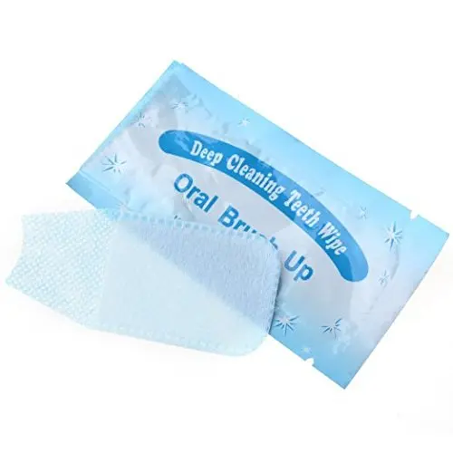 100pcs Teeth Whitening Textured Finger Teeth Wipes Brush Ups Dental Clean Pre/Post Whitening for Tooth Cleaning