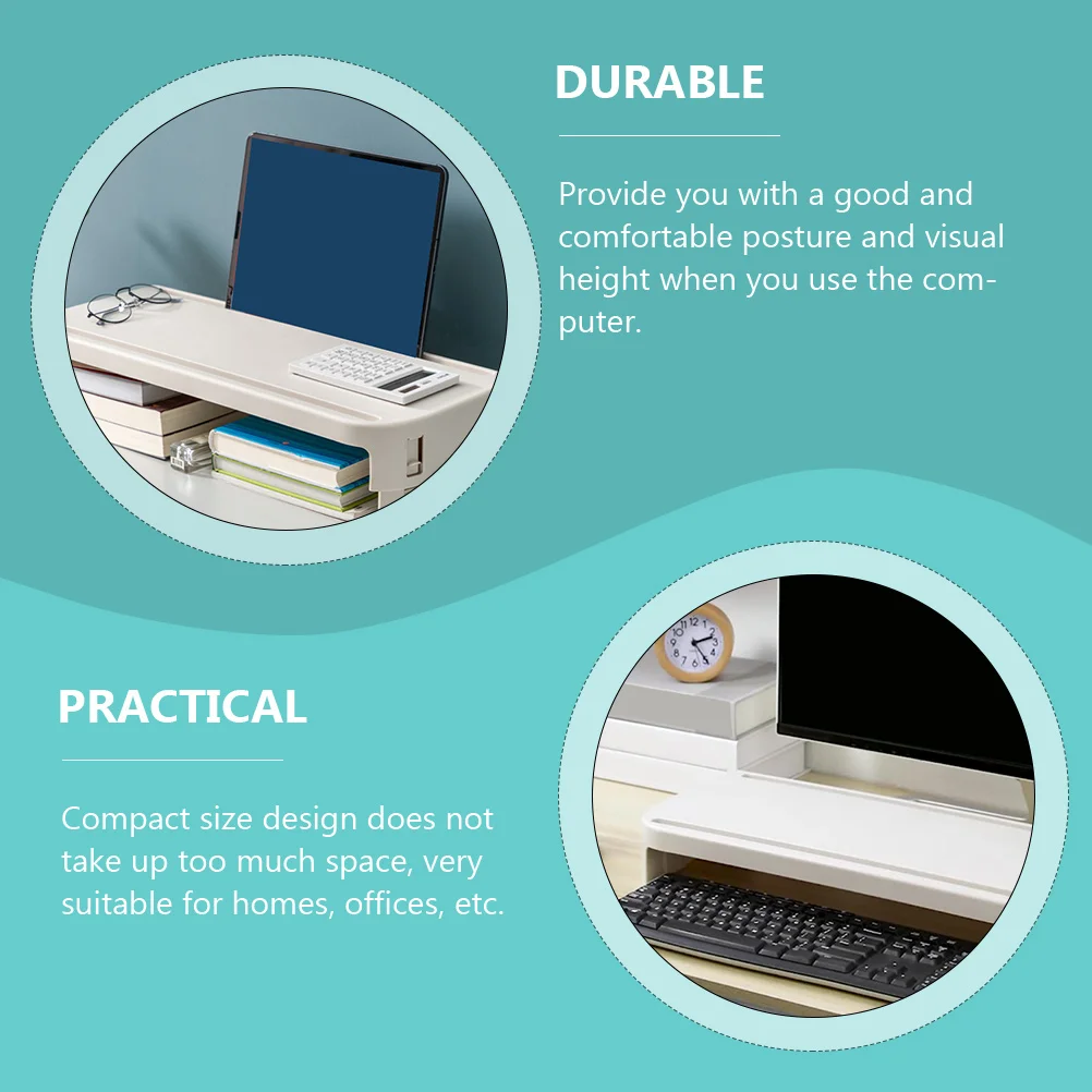 Computer Monitor Stand Heightening Desk Laptop Shelf Storage Beige Base Office Ergonomic Anti Hunchback Neck Back Support