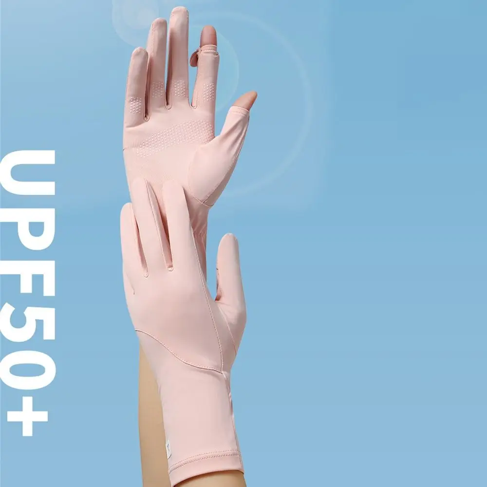 قفازات رقيقة مرنة من الحرير الجليدي مضادة للأشعة تحت البنفسجية للنساء والفتيات ، شاشة تعمل باللمس ، مقاومة للانزلاق ، حماية من الشمس ، واقي من الشمس ، الموضة