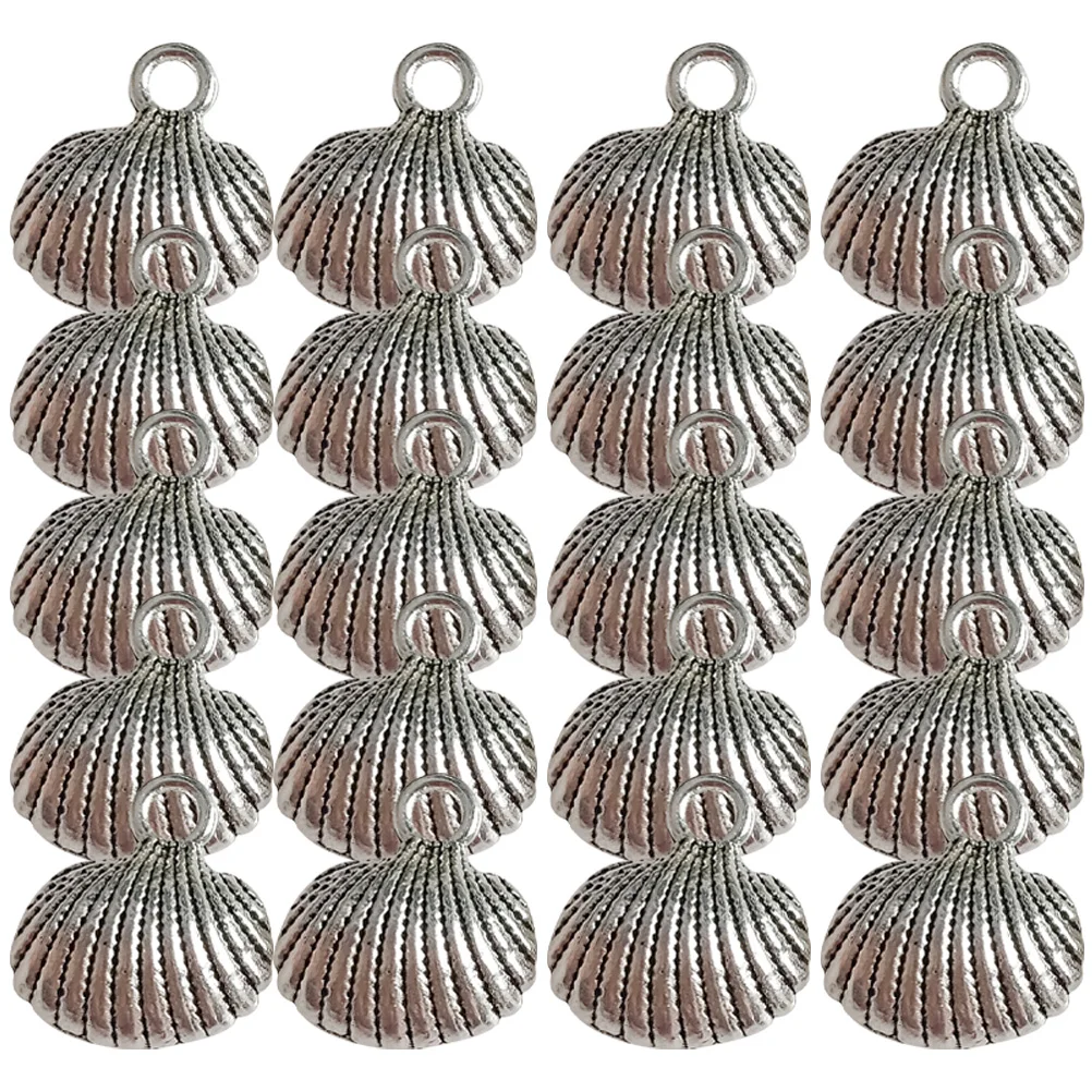 

100 Pcs Alloy Shell Charms Vintage Silver Scallop Pendants for Necklace Making Jewelry Crafts Decor Accessories Gifts