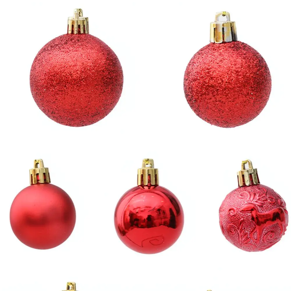 Red Christmas Hanging Ornaments Set Plastic Pendants Modern Art Festive Tree Decoration Supplies Holiday Gift Box