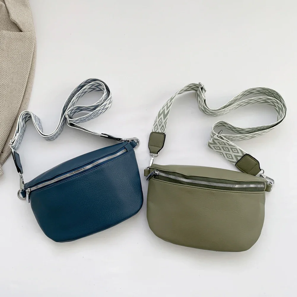 Women PU Chest Bag Stylish Shoulder Bag Large Capacity Small Hobo Bag Solid Color Soft Waist Bag Adjustable Strap Satchel Bag