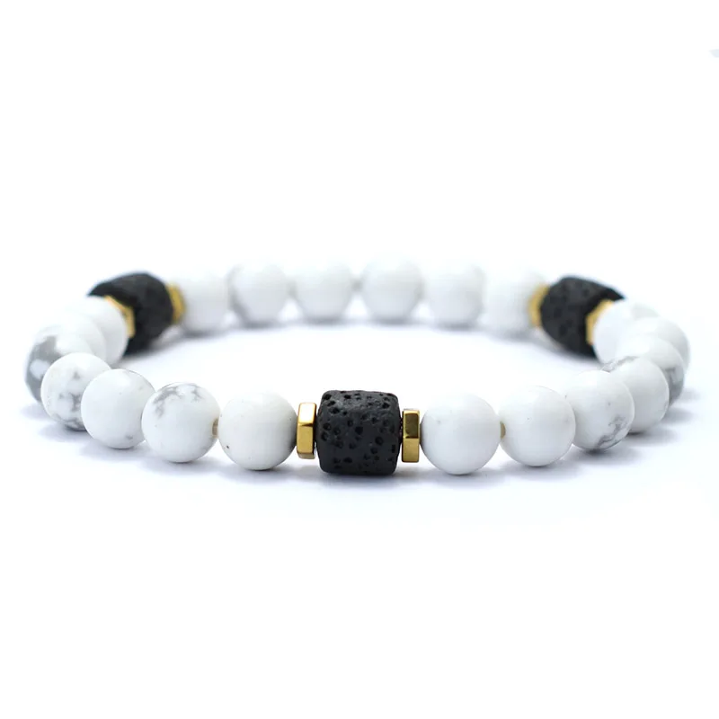 Men Fashion Braclets  Natural Lava Rock Bracelet Beaded Pulseras Para Hombre Casual Jewelry Zen Braslet Male Bangle Joias Gift