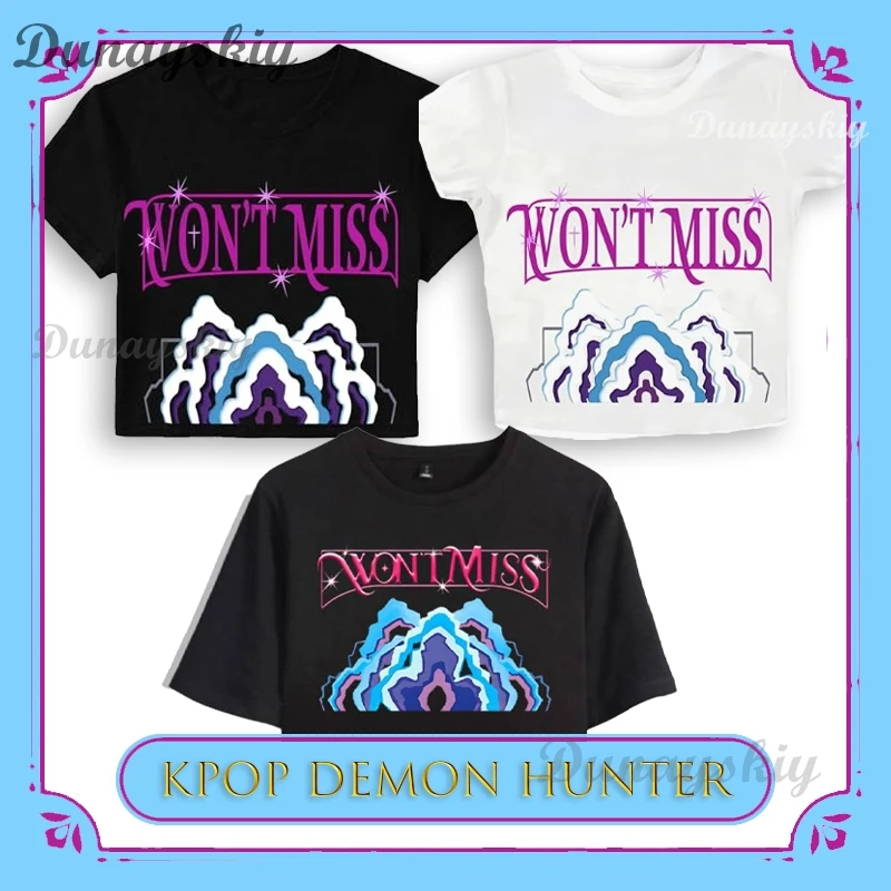 BKPop Demon Hunters Mira Crop Top T-shirt Short Sleeve Sexy Cute Anime Cosplay Women Outfit Halloween Christmas
