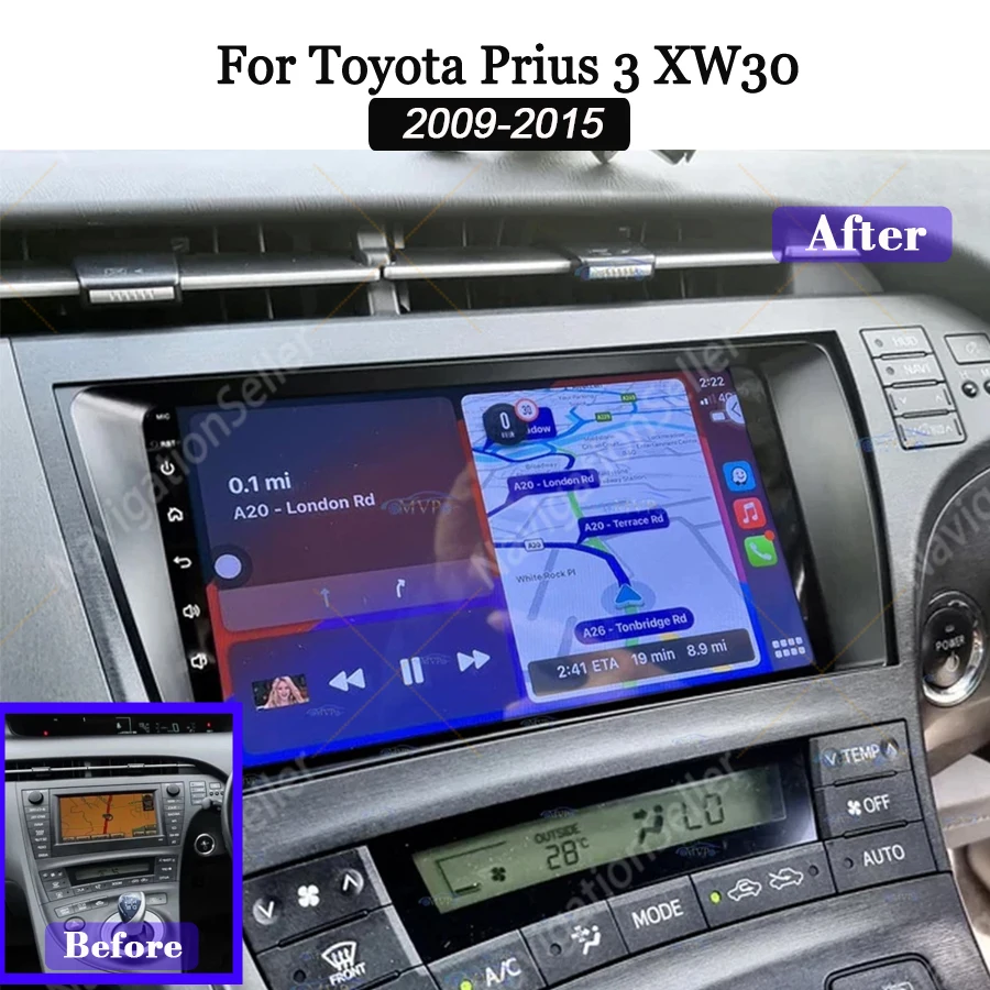 

Car Radio Multimedia Player For Toyota Prius 3 XW30 2009 - 2015 Android Carplay Screen Head Unit Gps Navigation Netflix No 2Din
