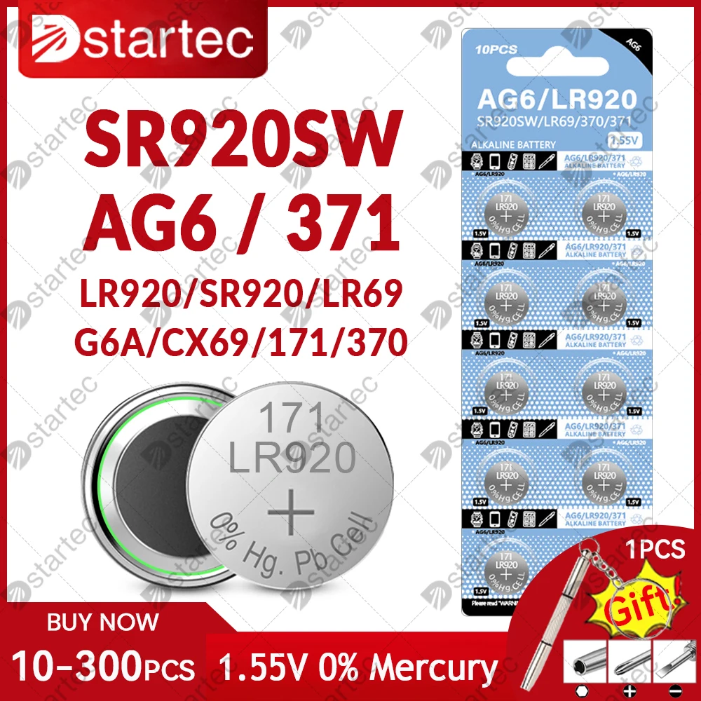 10-50PCS LR920 AG6 Button Batteries SR920SW 171 371 370 LR69 LR921 G6A SR920 1.55V Alkaline Coin Cell Silver Oxide Watch Battery