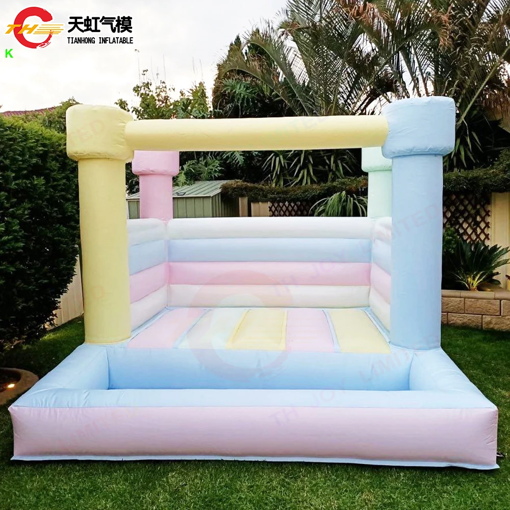 4x3m Macaron Inflatable Bouncer with Ball Pool Inflatable Bounce House Carnival Rental Inflatable Toys with Blower