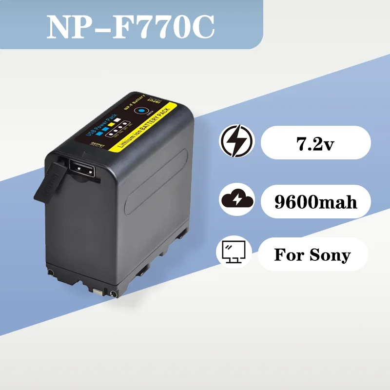 

Rechargeable Battery NP F770C ForLED Indicator And Type C Port 7.2V 9600mAh For Sony CCD TR917 TR940 Camera