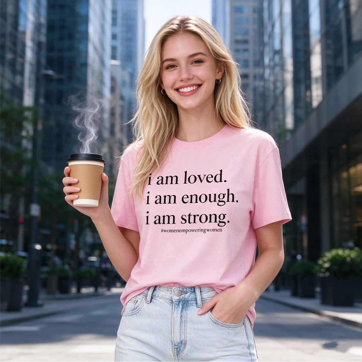 Women I Am Loved I Am Enough I Am Strong Graphic T Shirt Inspirational Positive Text Print Short Sleeve Cotton Casual Women