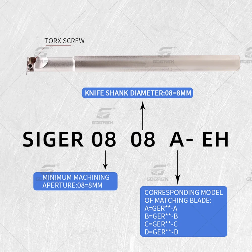 CNC Lathe Small Aperture Inner Hole Groove Tools SIGER0808A/1010B/1210B Spring Steel GER300 B C D Inside Groove Carbide Inserts