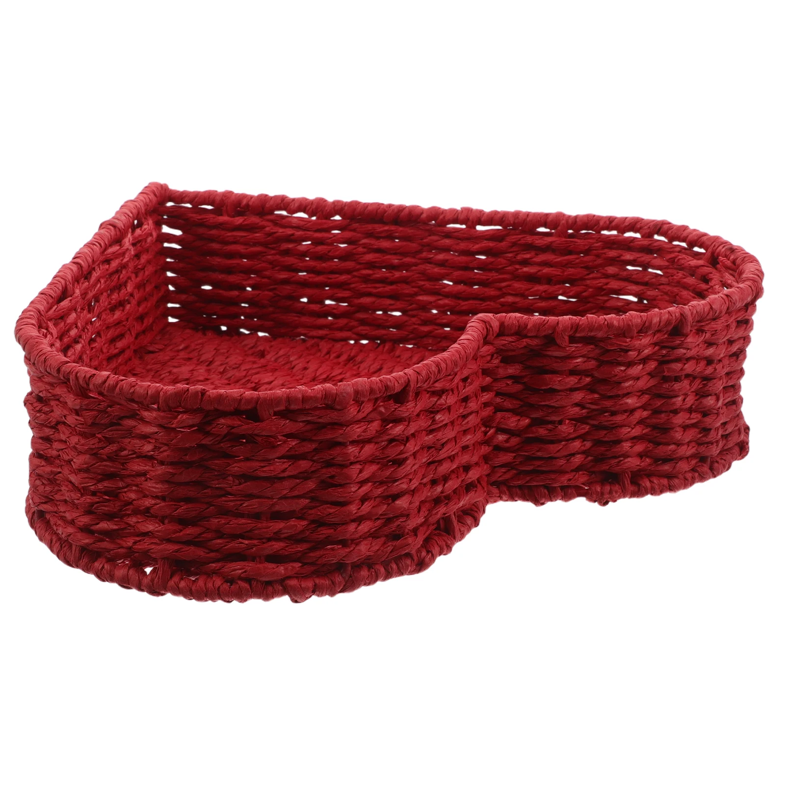 

Handwoven Heart Storage Basket Boho Paper Rope Woven Organizer For Jewelry Keys Desktop Room Countertop Tray Decor