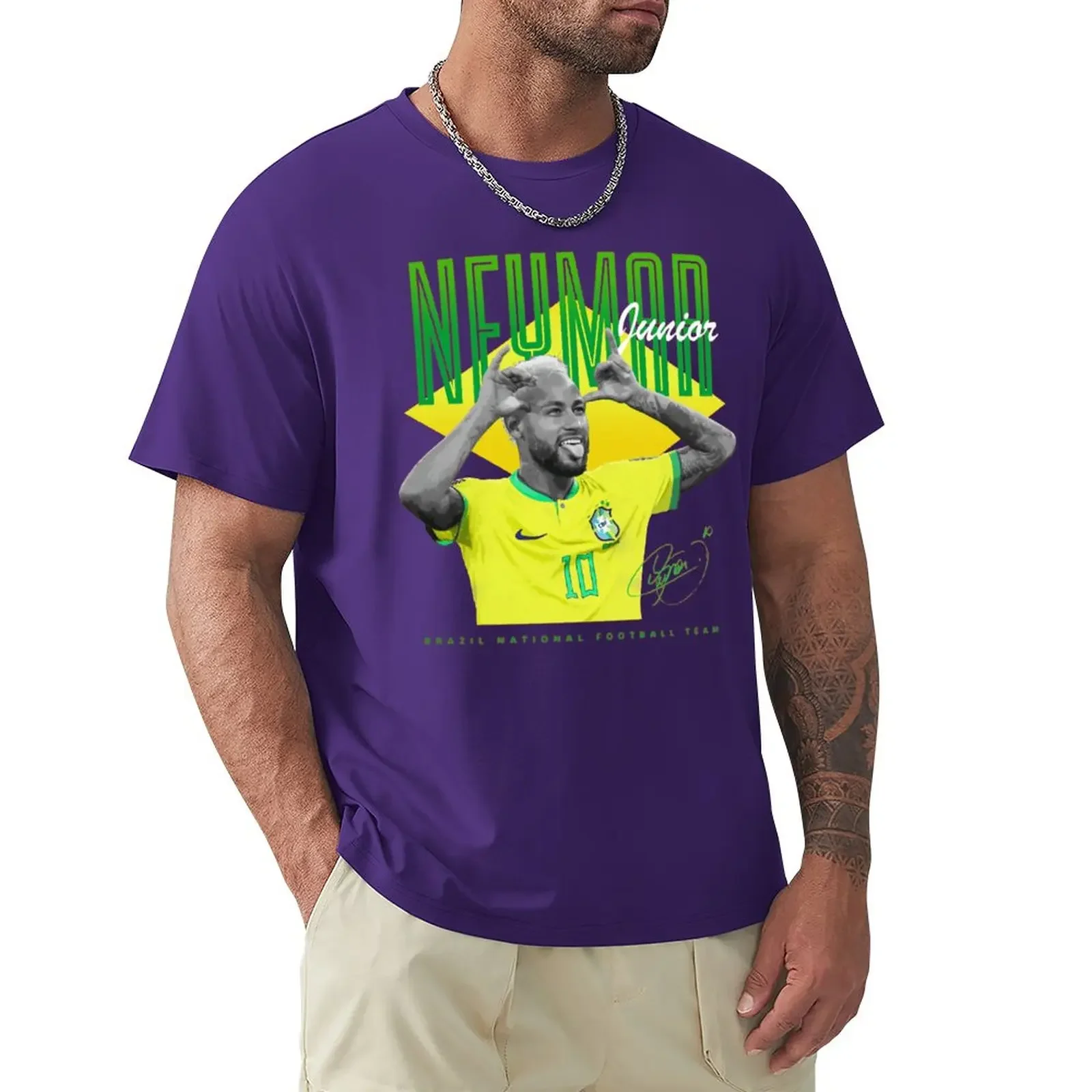 High Grade Activity Competition USA Size  Sports  Neymar And Jr Brazil Celebrate Soccer Striker 75 Graphic Vintage Tees