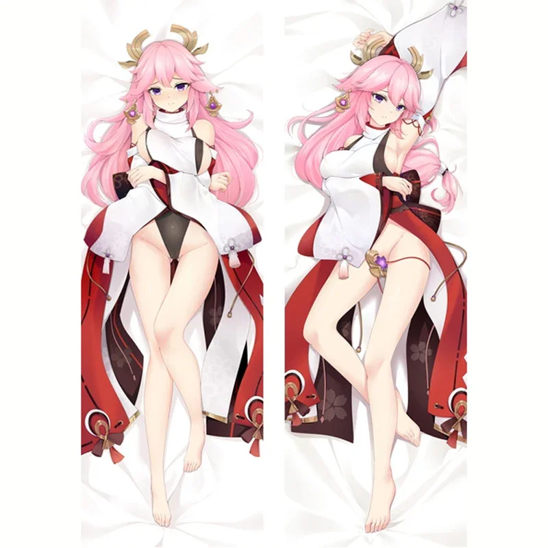 

2WAY/WT Anime Dakimakura Game Genshin Impact Yae Miko Guuji Yae Cosplay Pillow Case Peachskin Long Cushion Cover Gift