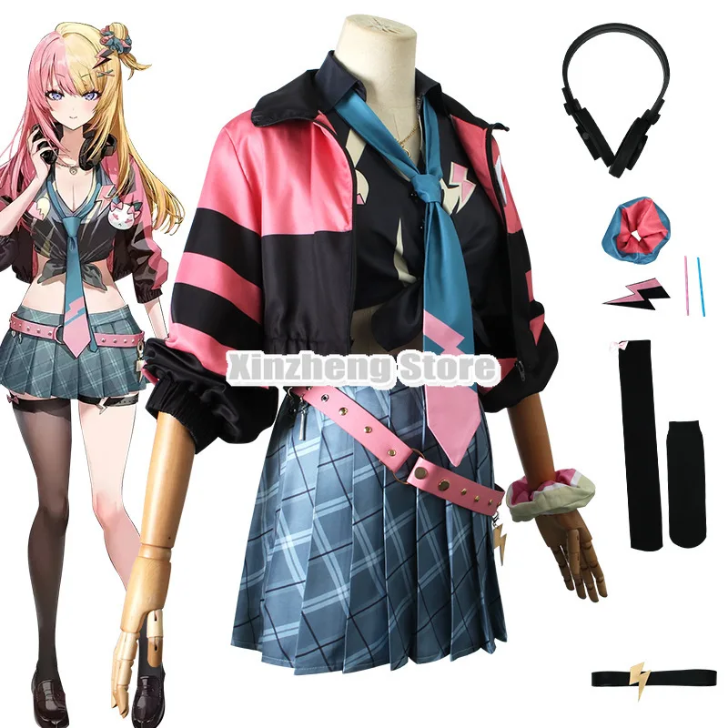 Kotoka Torahime Cosplay Anime Virtual Cool Suit Costume Vtuber Girl Jackets Skirts Accessories Luxiem Role Set