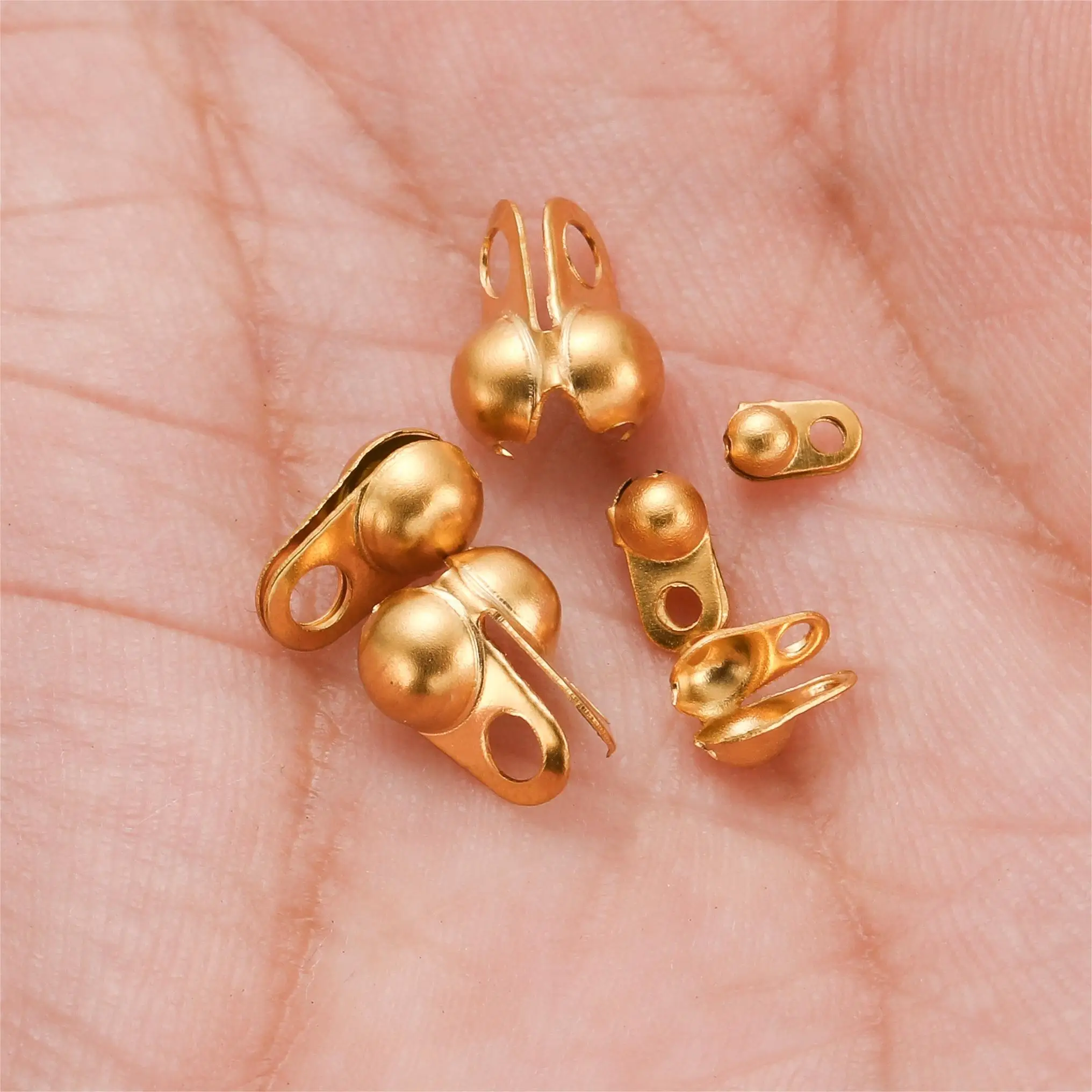 50-100Pcs สแตนเลสสตีล Gold Plated Connector Clasp Crimp End ลูกปัดสำหรับสร้อยข้อมือสร้อยคอโซ่ DIY เครื่องประดับทำอุปกรณ์