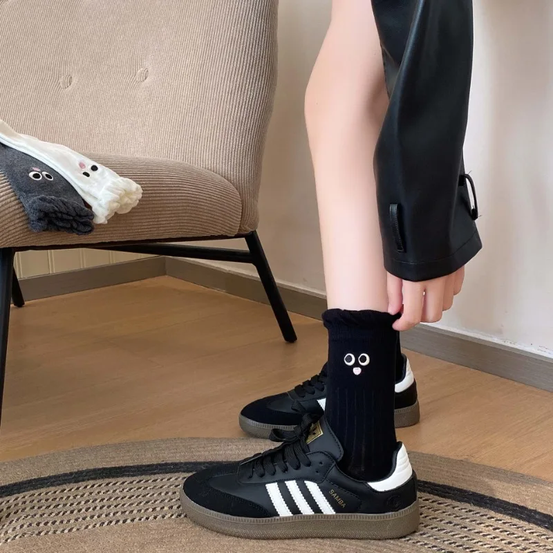1/4pairs Women Creative Ear Socks Cotton Elastic Female Japanese Fashion Solid Color Funny Ear Lolita Cute Black White Socks image 5
