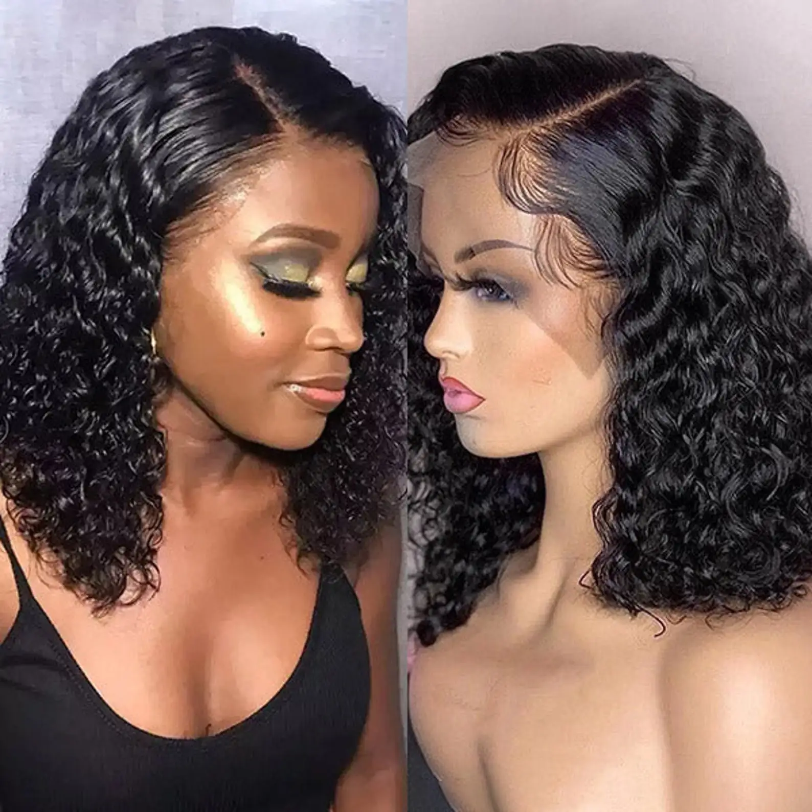 13x6 HD Lace Frontal Wigs 5X5 Short Curly Lace Front Wigs Human Hair Pre Plucked 180% Density Human Hair Wigs for Black Women